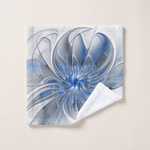 Aquarelle gris bleu Abstrait Fractal Art Flower