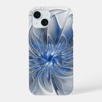 Aquarelle gris bleu Abstrait Fractal Art Flower