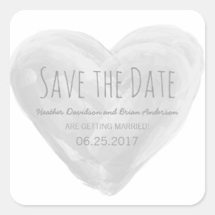 Aquarelle gris Coeur Enregistrer les stickers Date