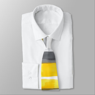 Aquarelle gris jaune blanc Cravate rayé