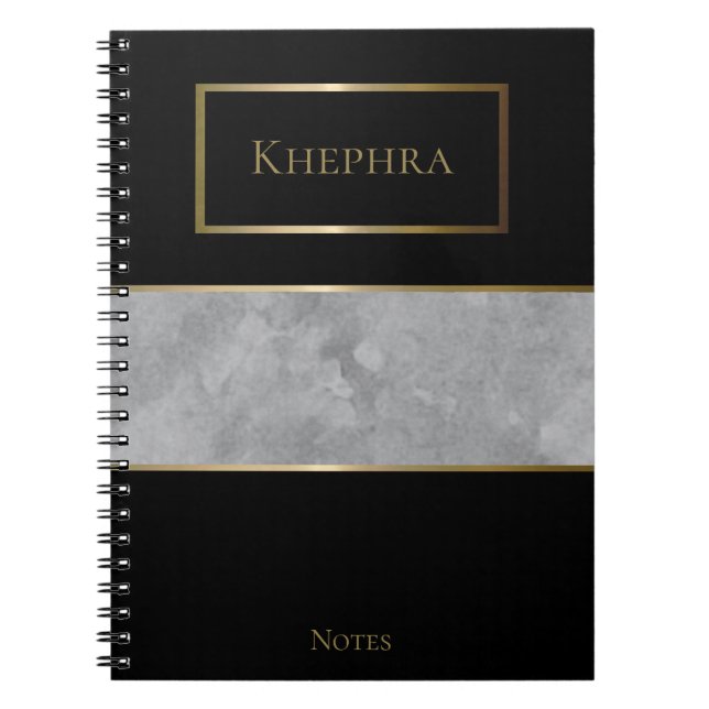 Aquarelle gris simple Monogramme Nom Carnet (Devant)