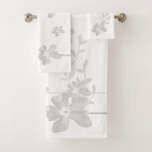Aquarelle Grise Fleurs Sur Blanc