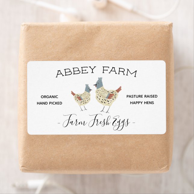 Aquarelle Hen Farm Étiquette carton d'oeuf frais (En situation)