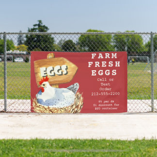 Aquarelle Hen Farm Oeufs Frais Bannière extérieure