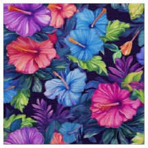 Aquarelle Hibiscus (Dark IV) Tissu
