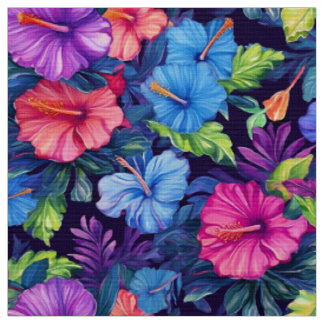 Aquarelle Hibiscus (Dark IV) Tissu