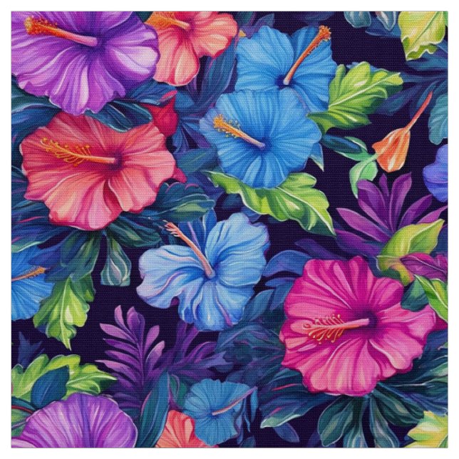 Aquarelle Hibiscus (Dark IV) Tissu (Échantillon)