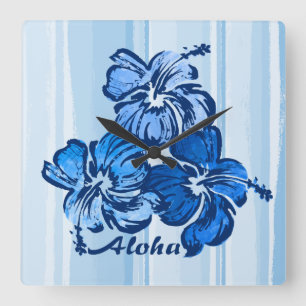 Aquarelle Hibiscus Hawaii Horloges murales