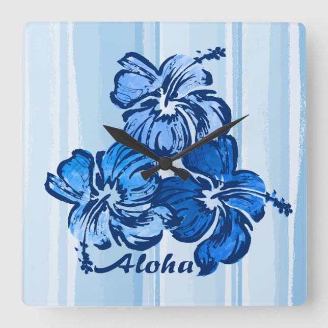 Aquarelle Hibiscus Hawaii Horloges murales (Recto)