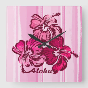 Aquarelle Hibiscus Hawaii Horloges murales