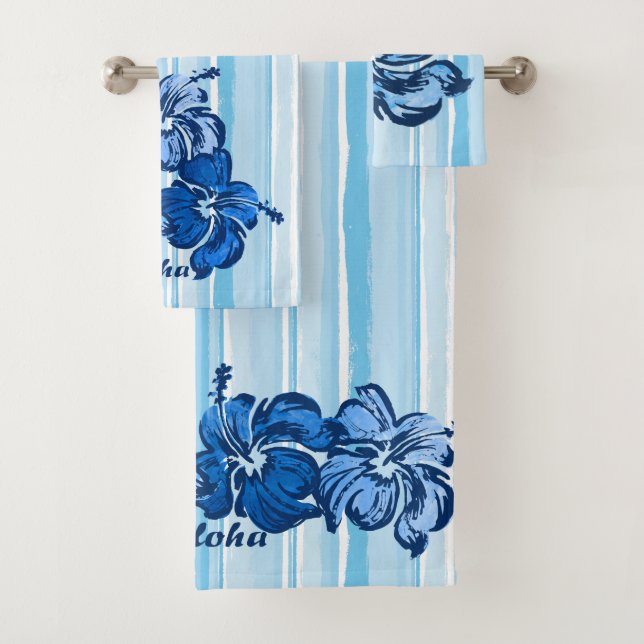 Aquarelle Hibiscus Hawaiian Stripe - Bleu (En situation)
