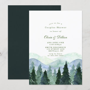 Aquarelle hiver Arbres Couples Invitations de douc