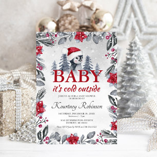 Aquarelle Hiver Baby shower de pingouin Invitation