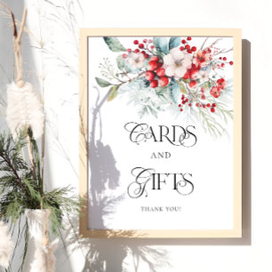 Aquarelle Hiver Floral Cartes et Cadeaux Poster