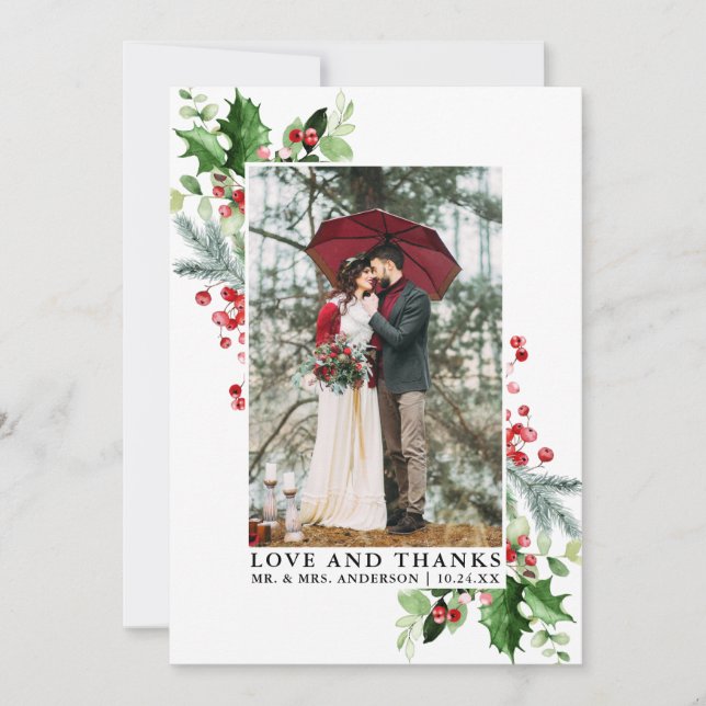 Aquarelle Hiver La verdure L'amour Merci Mariage (Devant)
