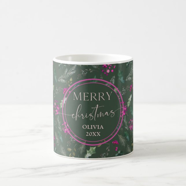 Aquarelle Holly mignonne Christmas Mugs (Centre)