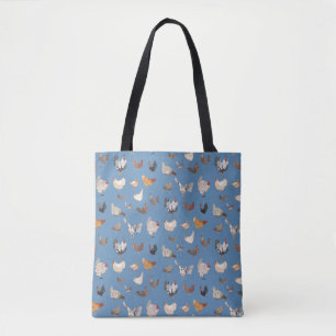 Aquarelle Hühner Print auf Denim Blue Tasche