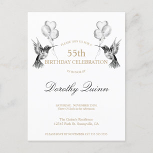 Aquarelle Hummingbird Balloon Invitation d'anniver