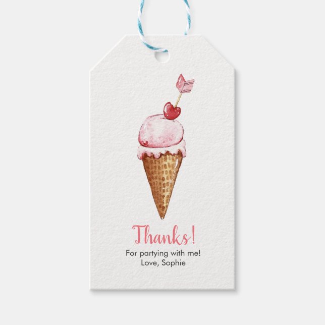 Aquarelle Ice crème étiquettes Merci | Balises de  (Devant)