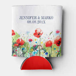 Aquarelle Illustration Farbige Frühlingsblumen Dosenkühler