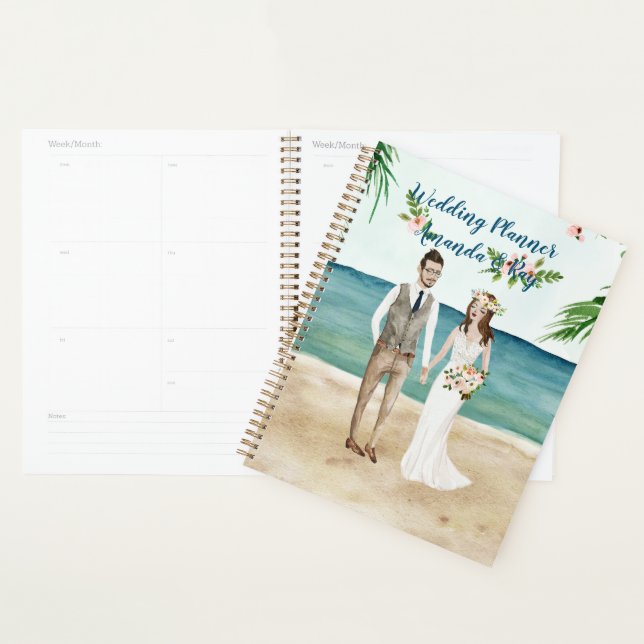 Aquarelle Illustré Mariage de plage (Devant avec enveloppe)