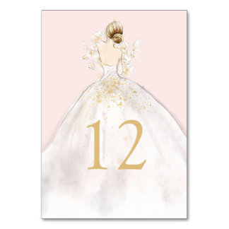 Aquarelle Illustré Mariée dans le numéro de table