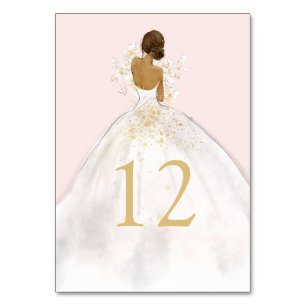 Aquarelle Illustré Mariée dans le numéro de table 