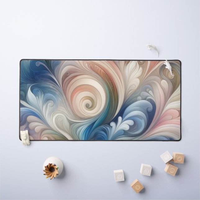 Aquarelle Imaginaire Floral Pastel Bleu & Crème (Tableau pour enfants)