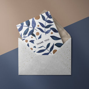 Aquarelle Indigo branches Carte de remerciements
