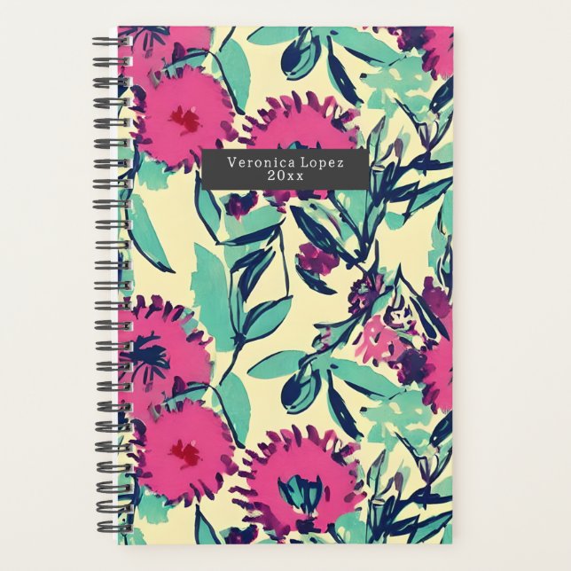Aquarelle inspirée rose + vert Botanique Floral (Devant)