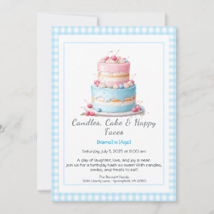 Aquarelle Invitation au gâteau d'anniversaire - bl