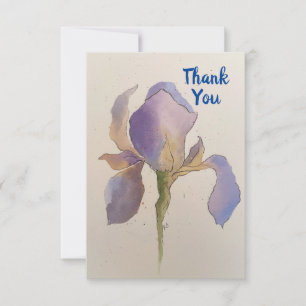 Aquarelle Iris Merci carte de note