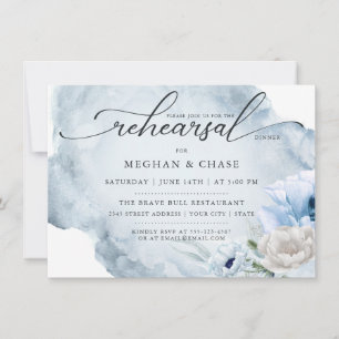 Aquarelle Jardin Dusty Blue Flowers Invitation