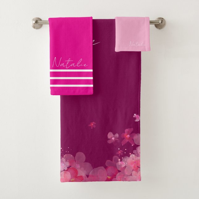 Aquarelle jardin fleurie vin rose chaud (En situation)