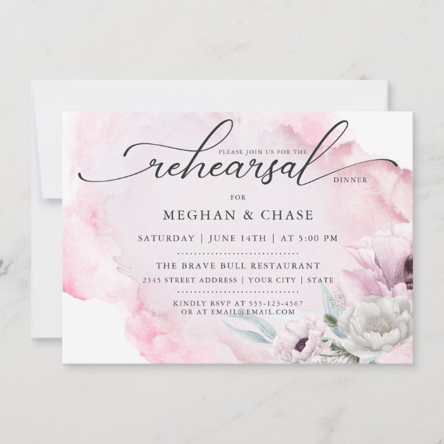 Aquarelle Jardin Floral Pink Poppy Invitation (Devant)