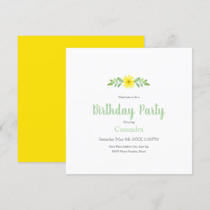 Aquarelle Jaune Daisy Floral Swag Invitation