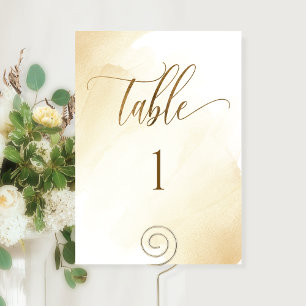 Aquarelle Jaune Doré, Numéro de Table Moderne