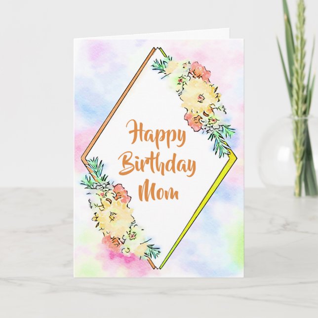 Aquarelle Jaune Florale Carte d'anniversaire pour  (Devant)