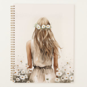 Aquarelle Jeune Femme Dans Le Champ Maisy