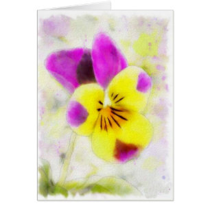 Aquarelle Johnny Jump Up Viola carte d'anniversair