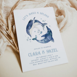Aquarelle Joint Dauphin Invitation d'anniversaire
