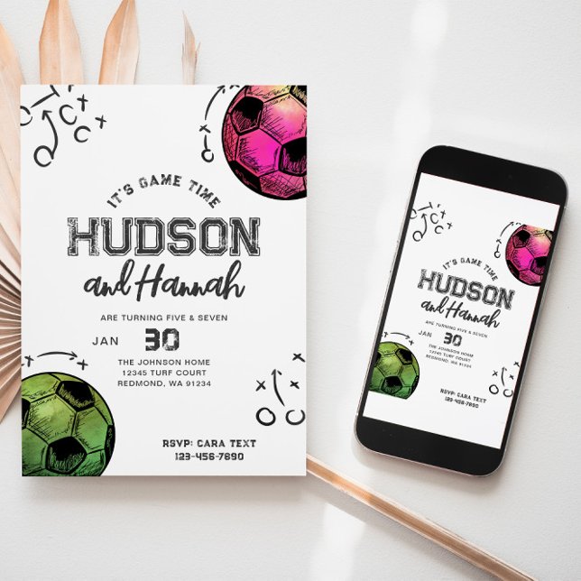 Aquarelle Joint Soccer Invitation Anniversaire (Créateur téléchargé)