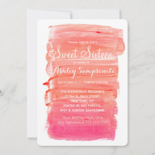 Aquarelle jolie rose douce 16 Invitations