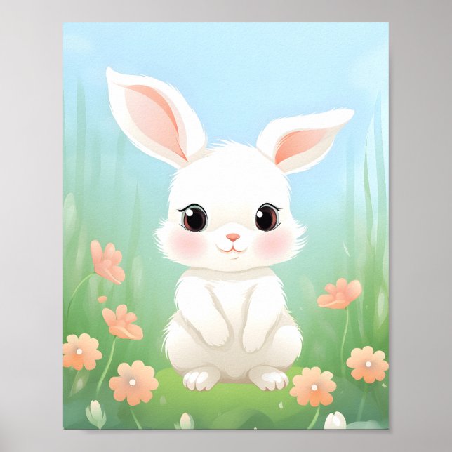 Aquarelle Jote Bunny Nursery Anims Poster (Devant)