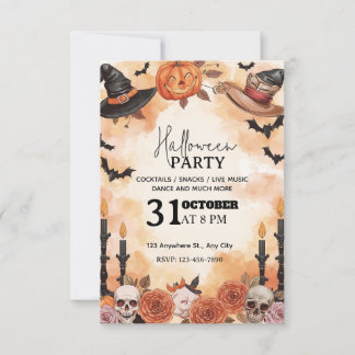 Aquarelle joueuse Halloween Party Invitation