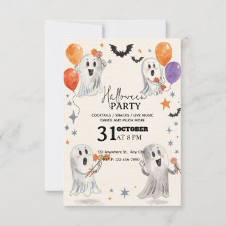 Aquarelle joueuse Halloween Party Invitation
