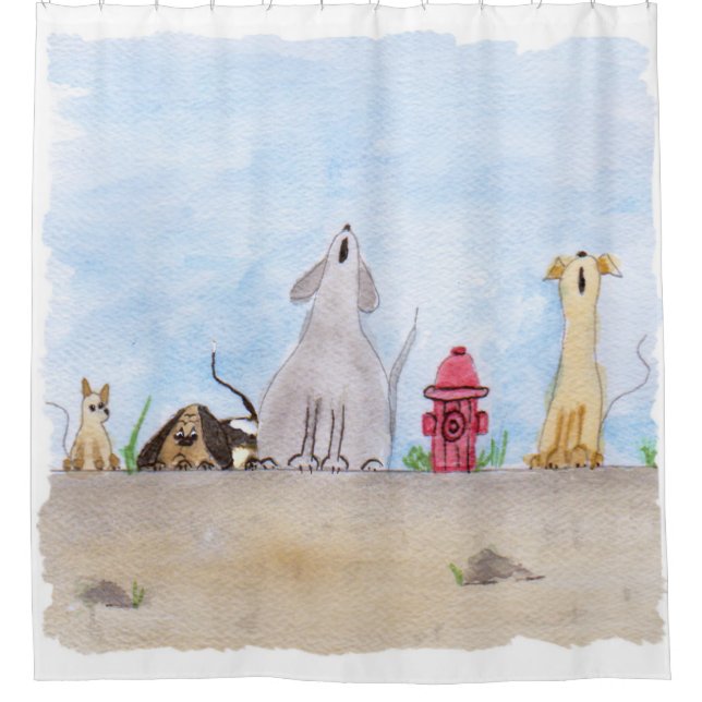 Aquarelle Junkyard Chiens Douche rideau (Devant)