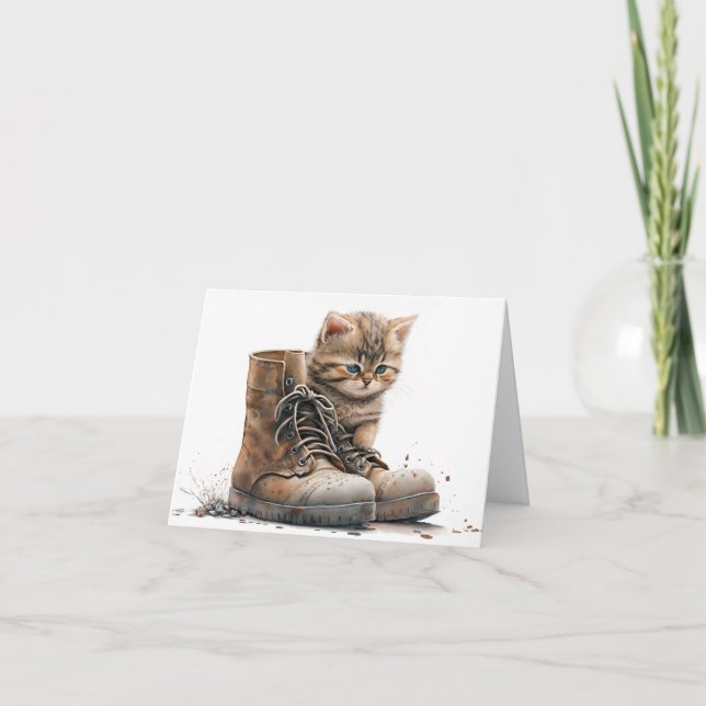 Aquarelle Kitten Avec Chaussures Anciennes (Devant)