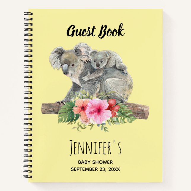 Aquarelle Koala Oears Baby shower livre d'hôtes mi (Devant)
