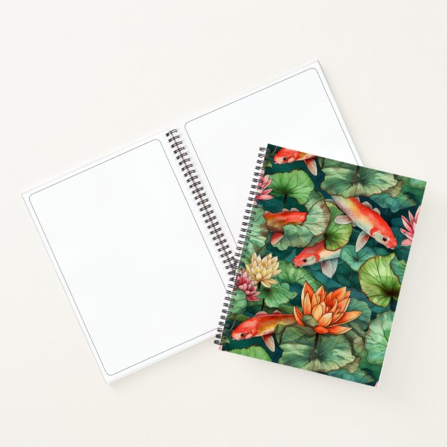 Aquarelle Koi et nappes d'eau Carnet spiral (Intérieur)